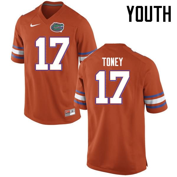 NCAA Florida Gators Kadarius Toney Youth #17 Nike Orange Stitched Authentic College Football Jersey HHR5764HH